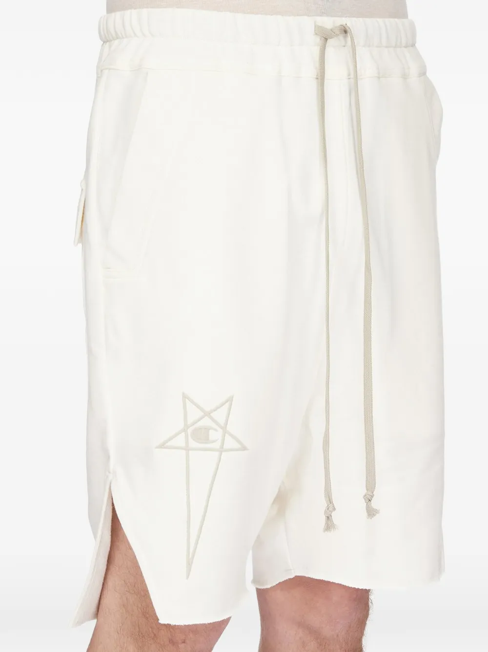 Rick Owens X Champion Beveled logo-embroidered shorts - Toni neutri