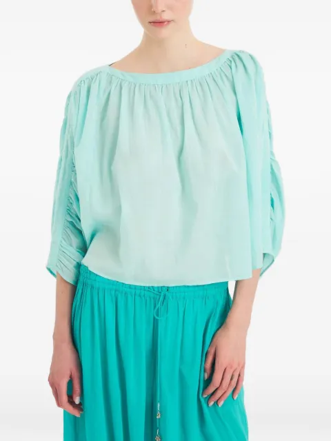 Antik Batik Fruti ruched-sleeve boat-neck top