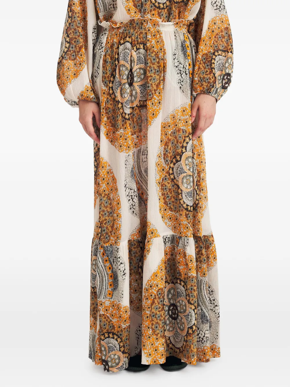 Antik Batik Lili paisley-print tiered maxi skirt - Giallo