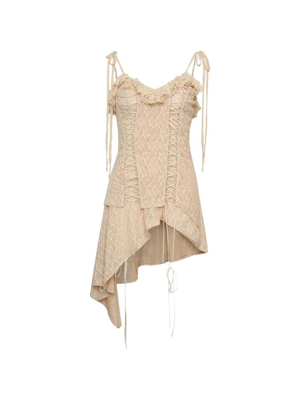 GRACE ELWOOD lace-up ruffled dress - Rosa