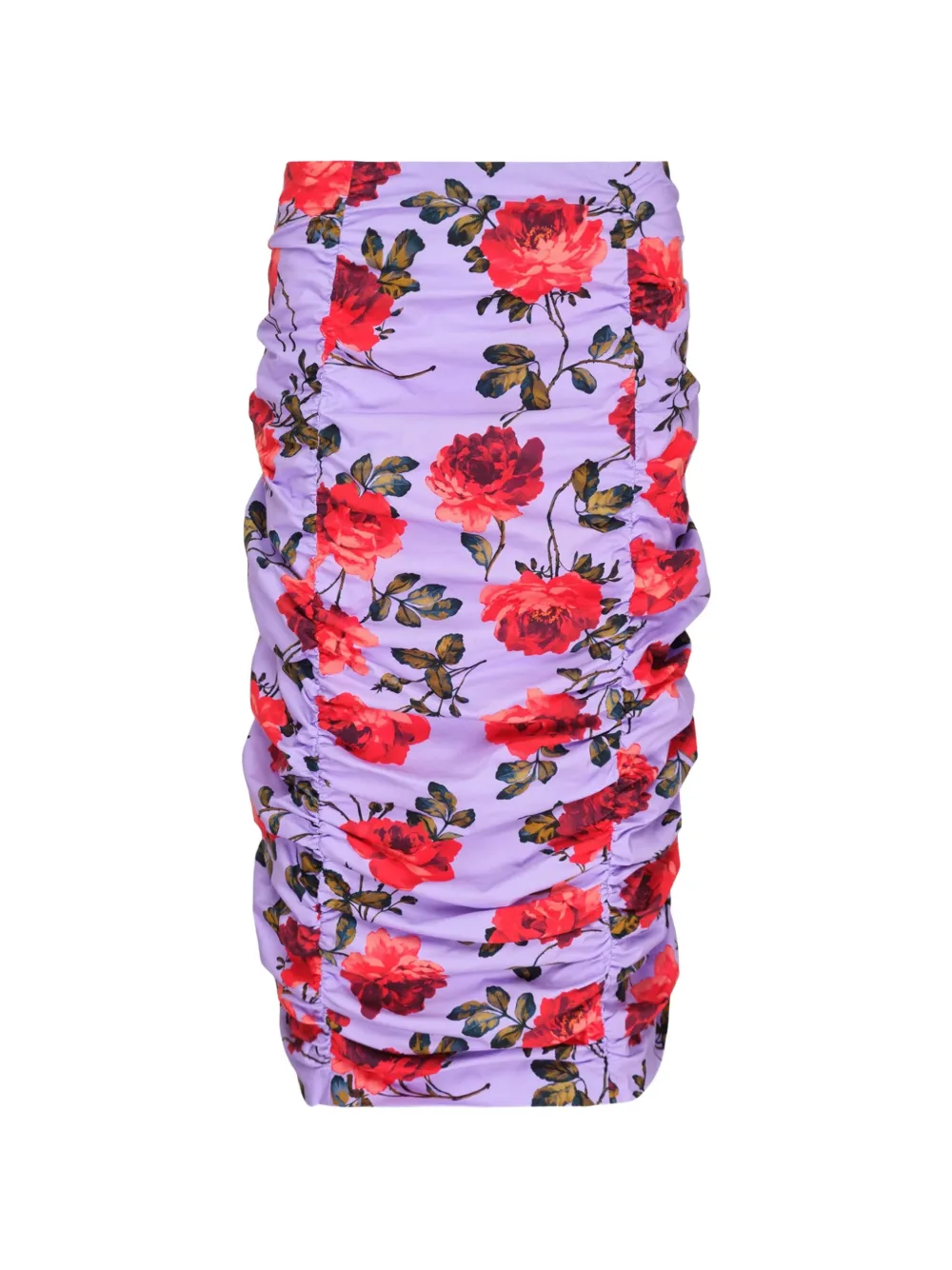 Carolina Herrera floral-print ruched midi skirt - Viola