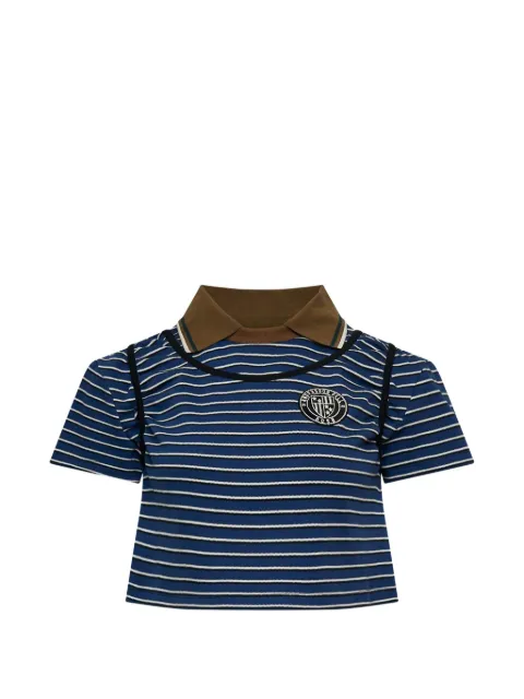 Andersson Bell shirring stripe-collar T-shirt