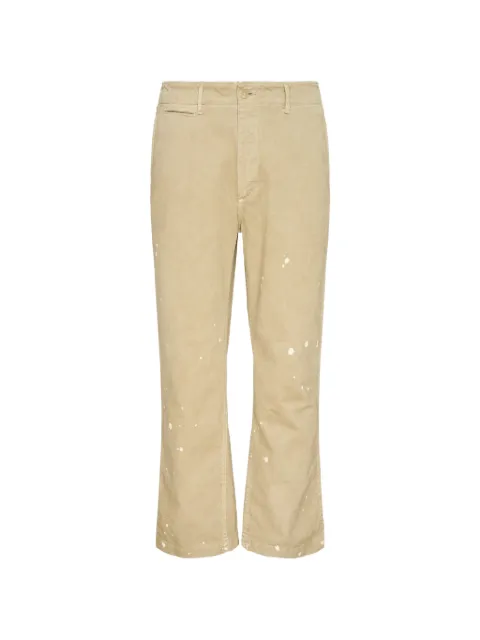 Auralee garment-dyed paint-splatter trousers