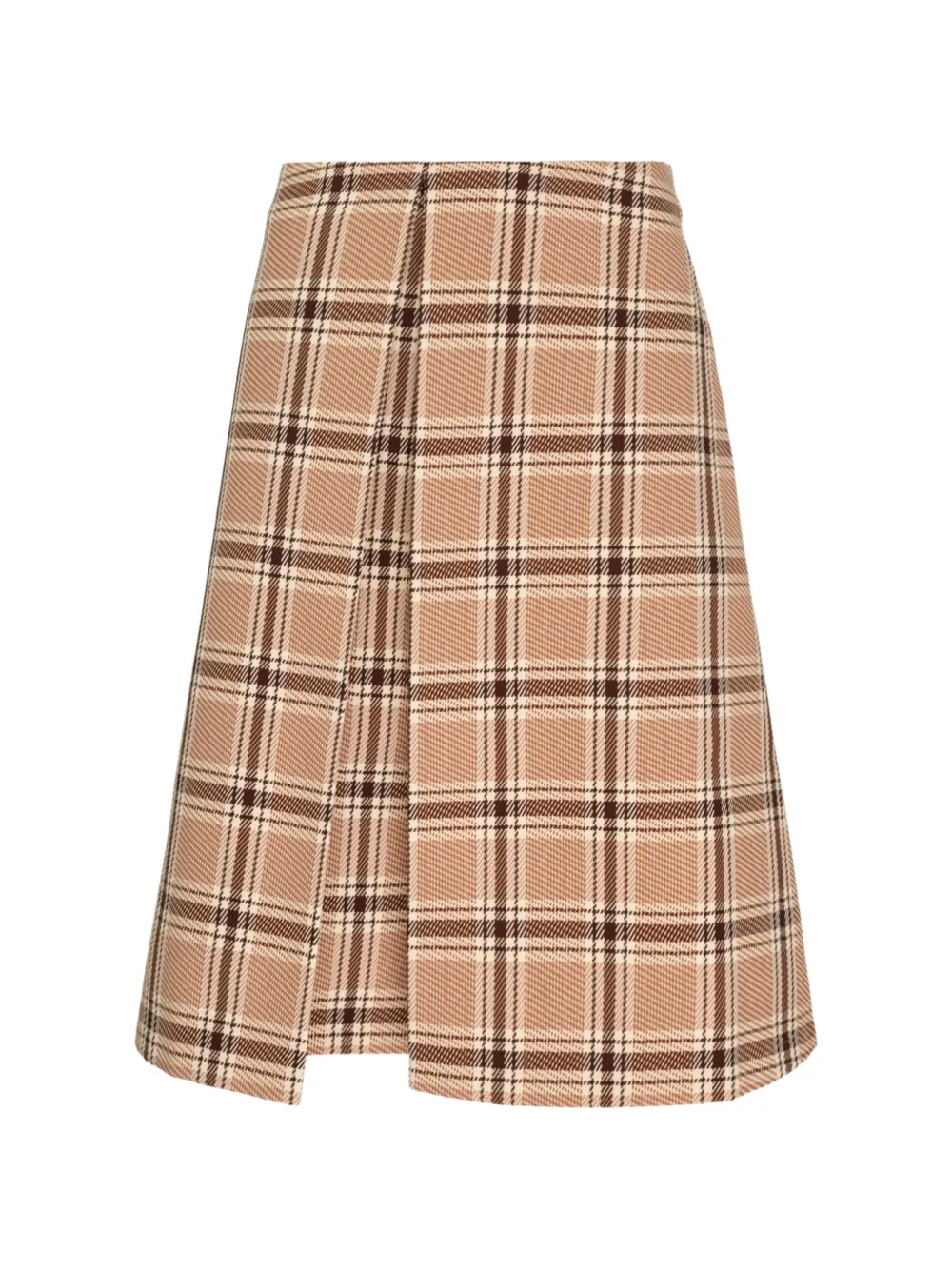 Ashley Williams check-pattern kick-pleat skirt - Marrone