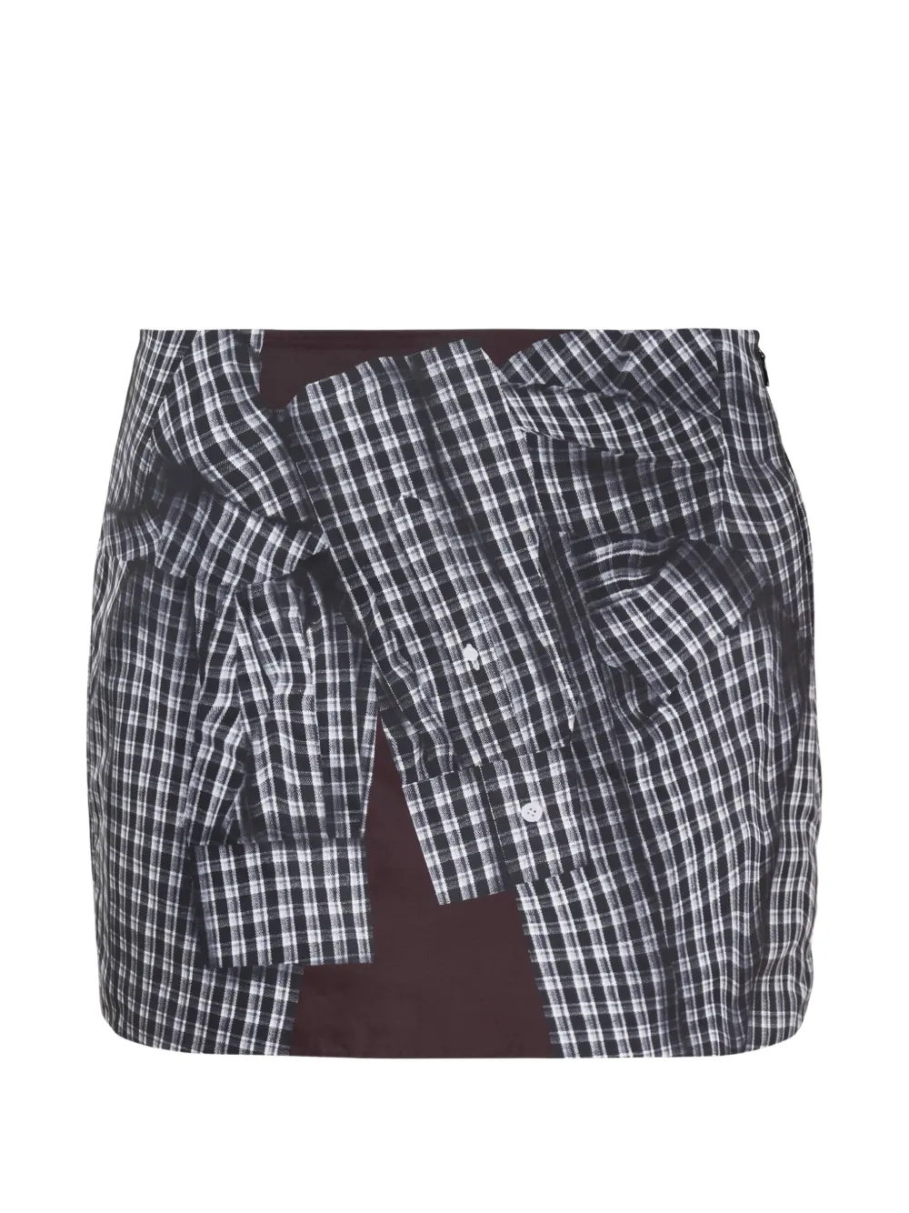 We11done Trompe-L'oeil checked skirt - Nero