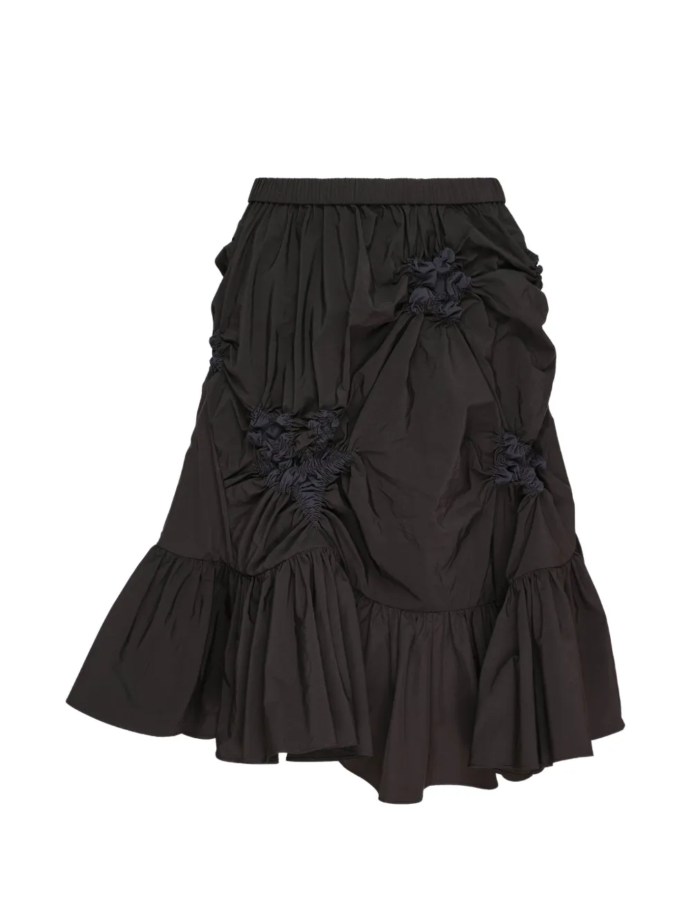 CAROLINE HU ruched ruffled skirt - Nero