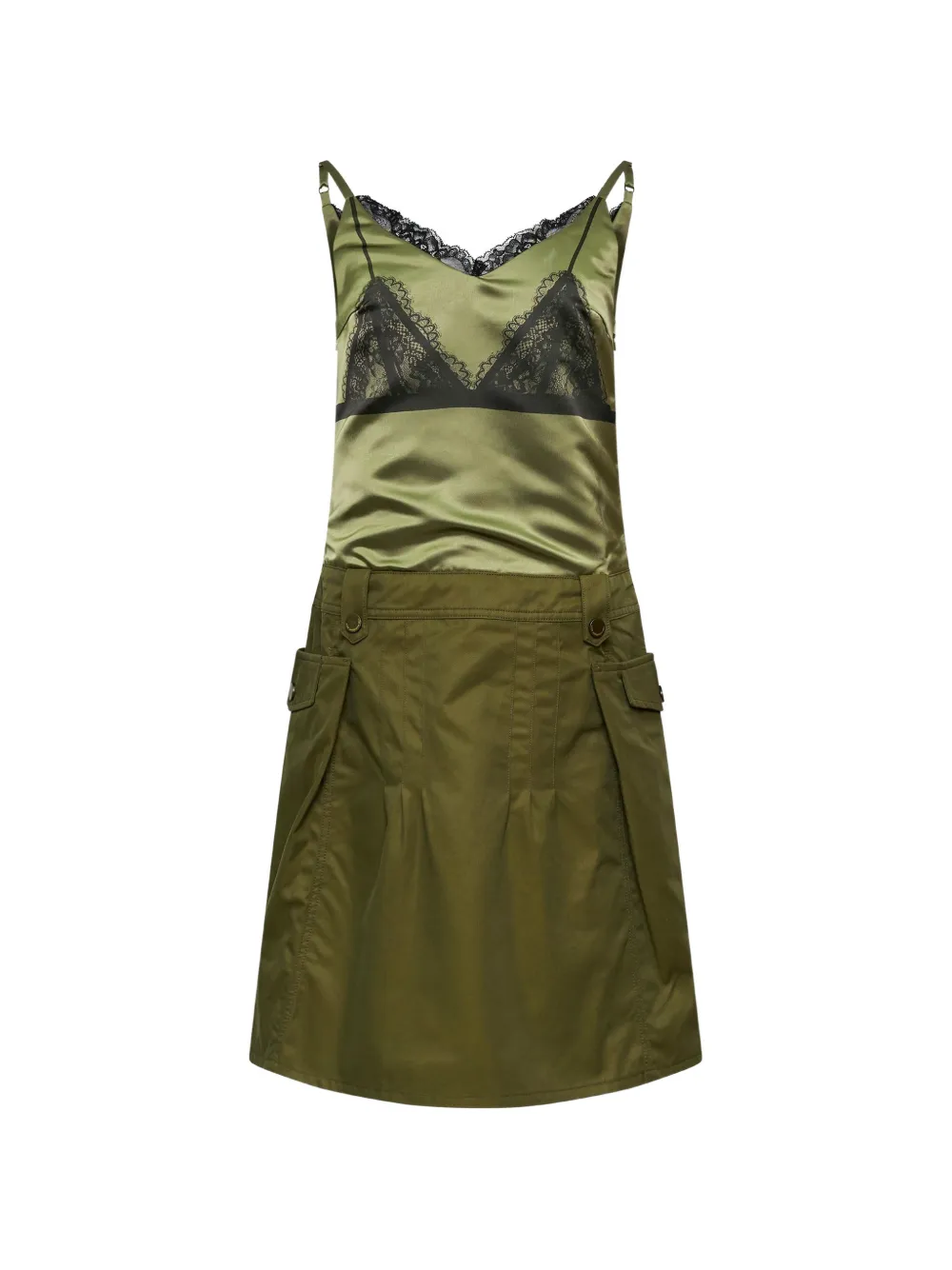 Andersson Bell lace bra printed cargo dress - Verde