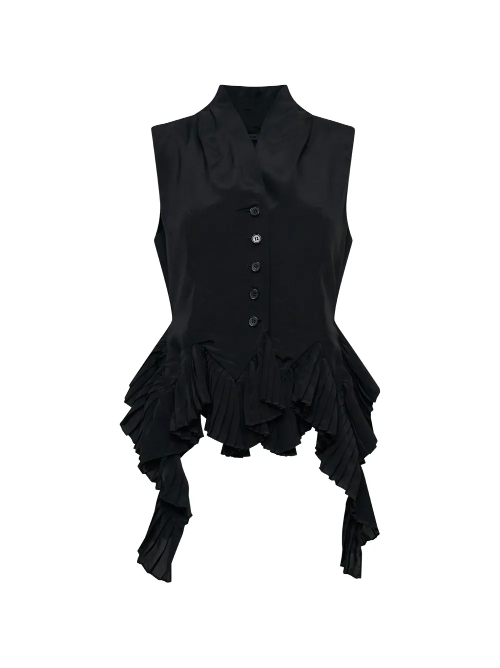 YCH pleated asymmetrical-hem waistcoat - Nero