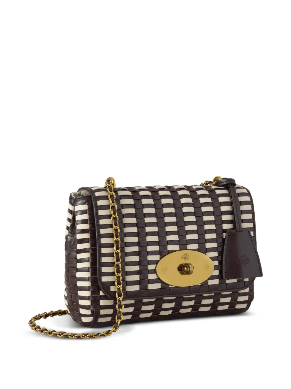 Mulberry Lily leren geweven schoudertas Bruin