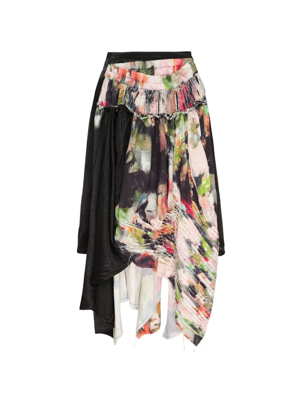 CAROLINE HU slashing layered skirt - Schwarz