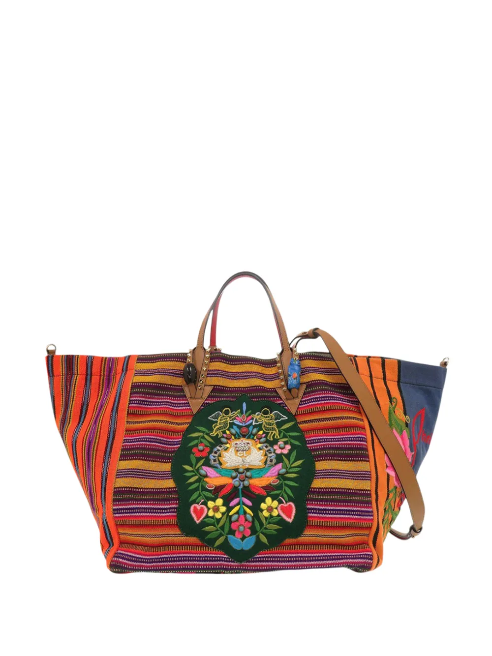 Christian Louboutin Pre-Owned 2000-2026 Multicolor Embroidered Canvas Mexicaba Tote satchel - Rosso
