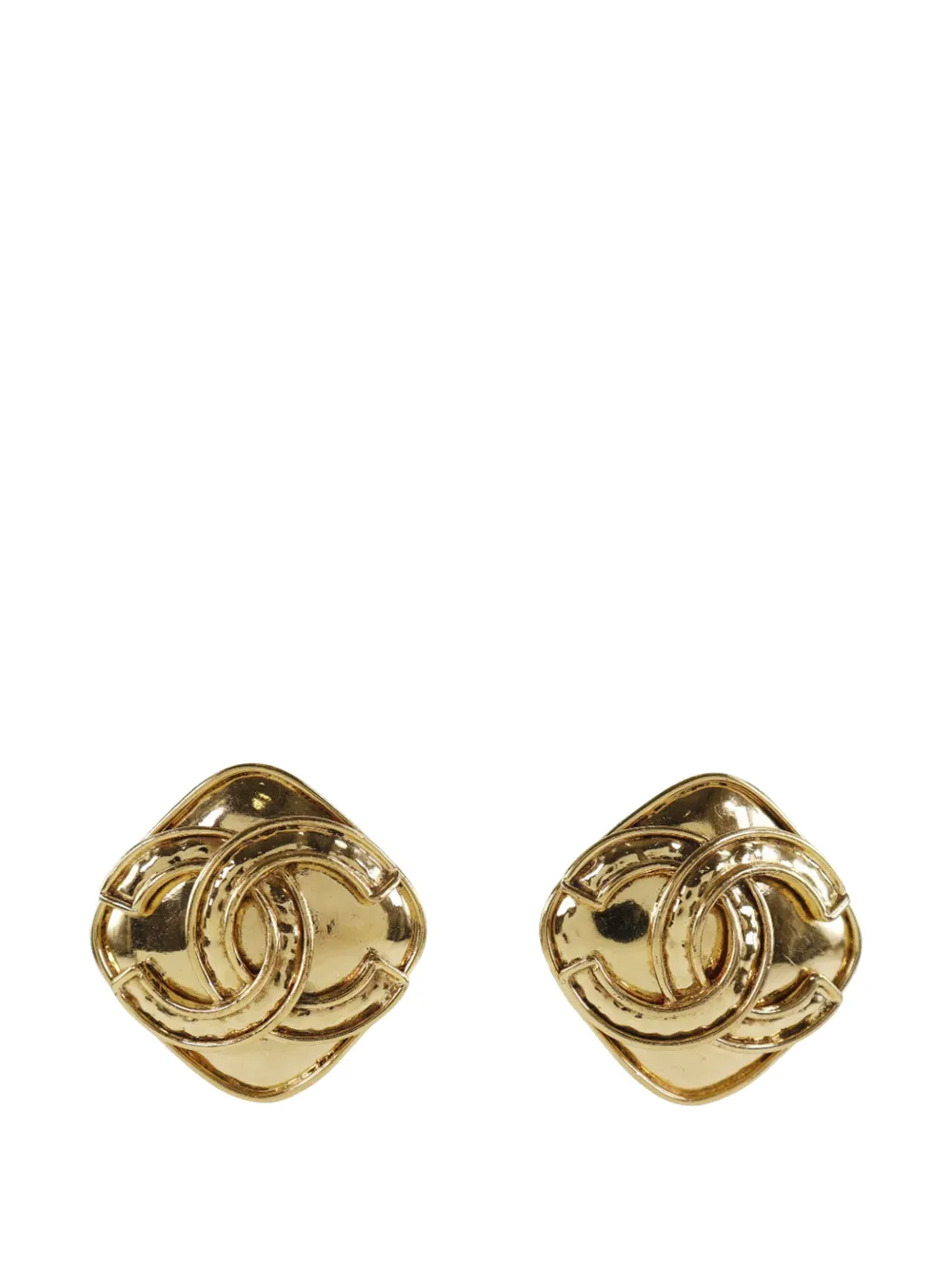 CHANEL Pre-Owned 1994 CC Gold Plated Diamond Shape Clip On Earrings costume earrings - Oro