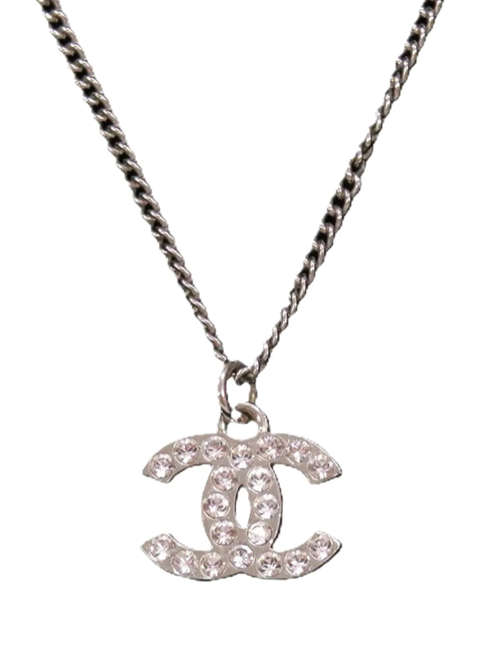 CHANEL Pre-Owned 2013 CC Brass and Strass Pendant Necklace costume necklace - Argento