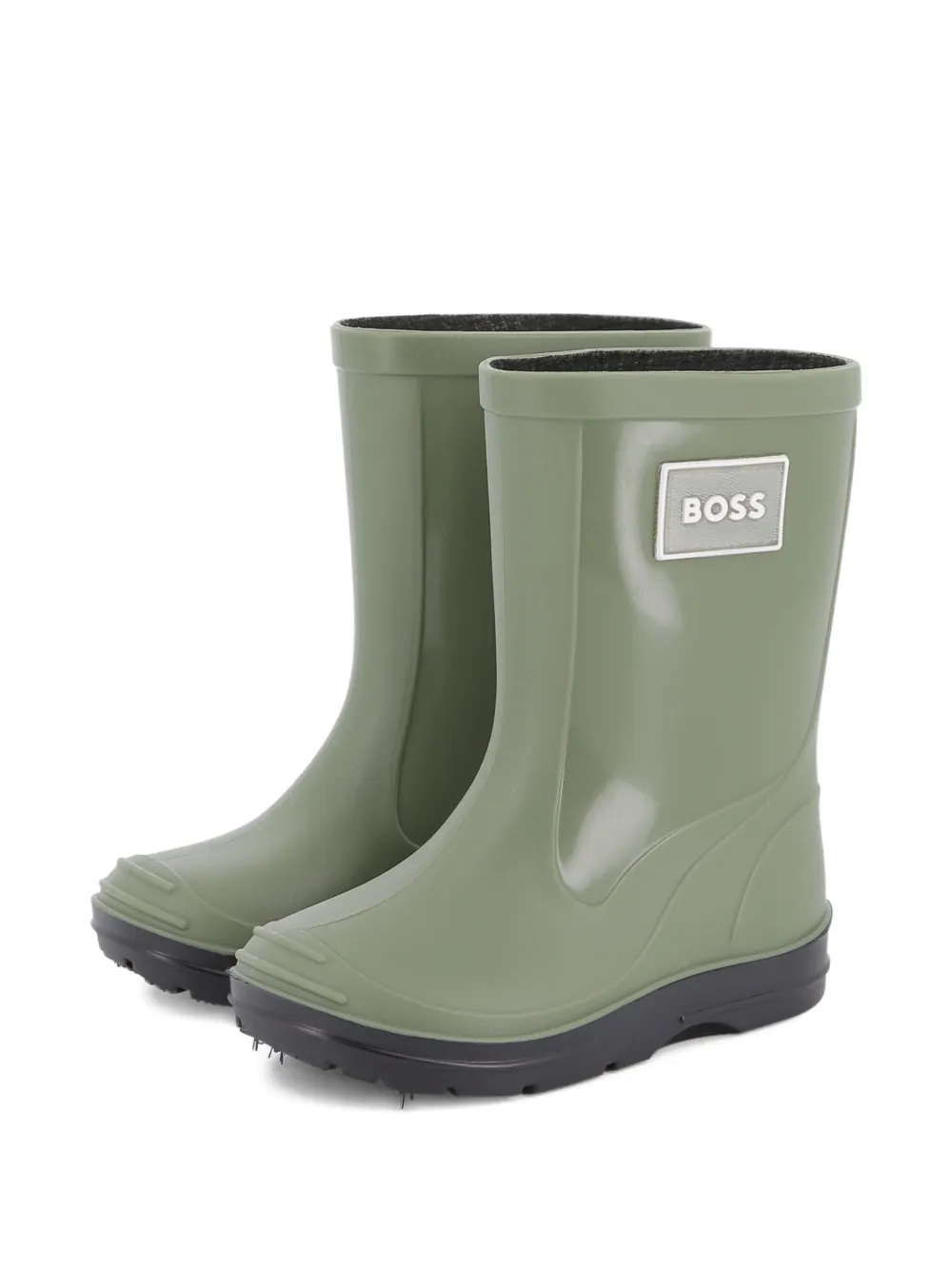 BOSS Kidswear logo-patch rain boots - Grün