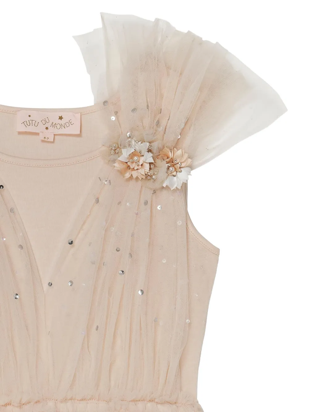 Tutu Du Monde Etching Tutu jurk verfraaid met pailletten en ruches Beige