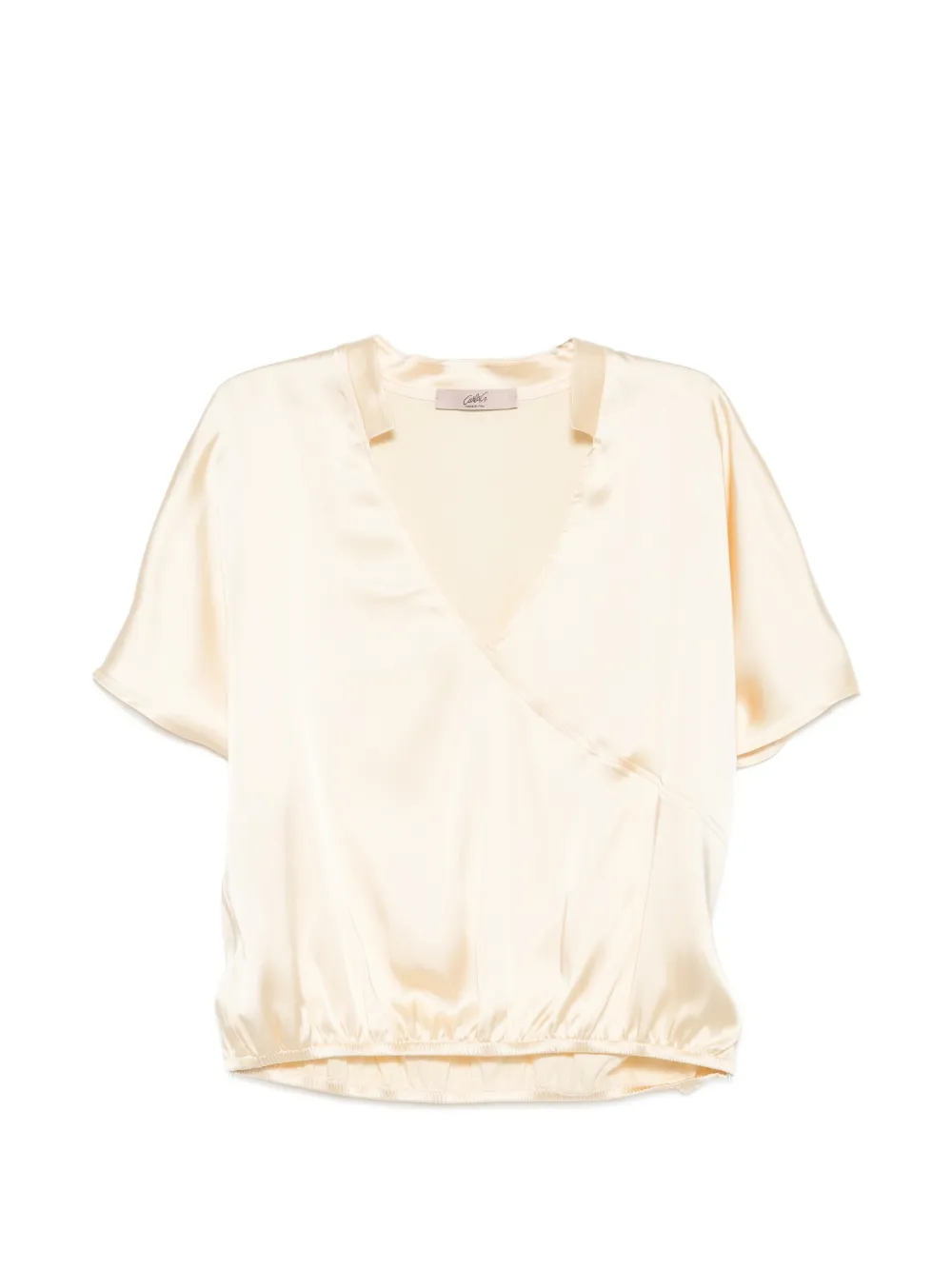 CARLA G. satin-finish wrap-style top - Toni neutri