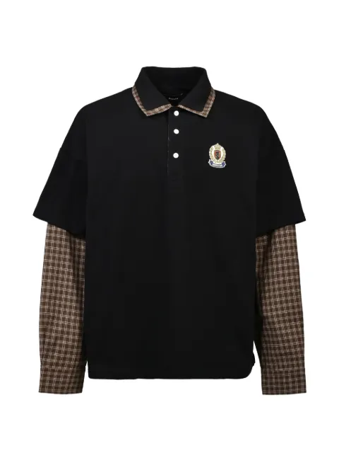 BREATH layered-sleeve check-trim polo shirt
