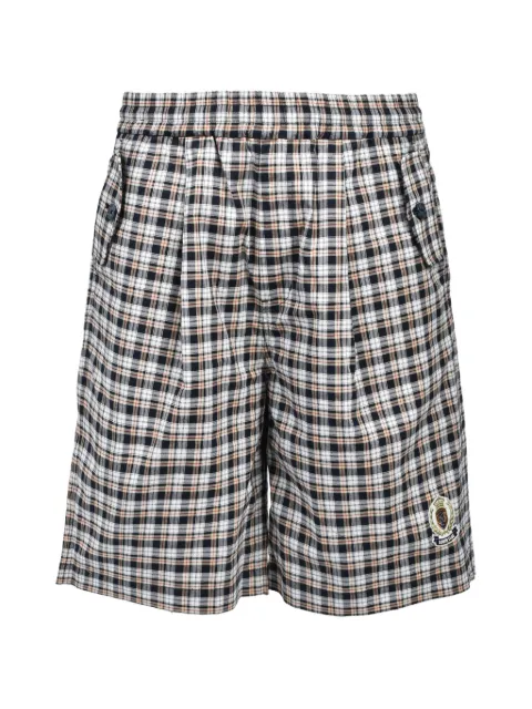 BREATH check-pattern embroidered-logo shorts