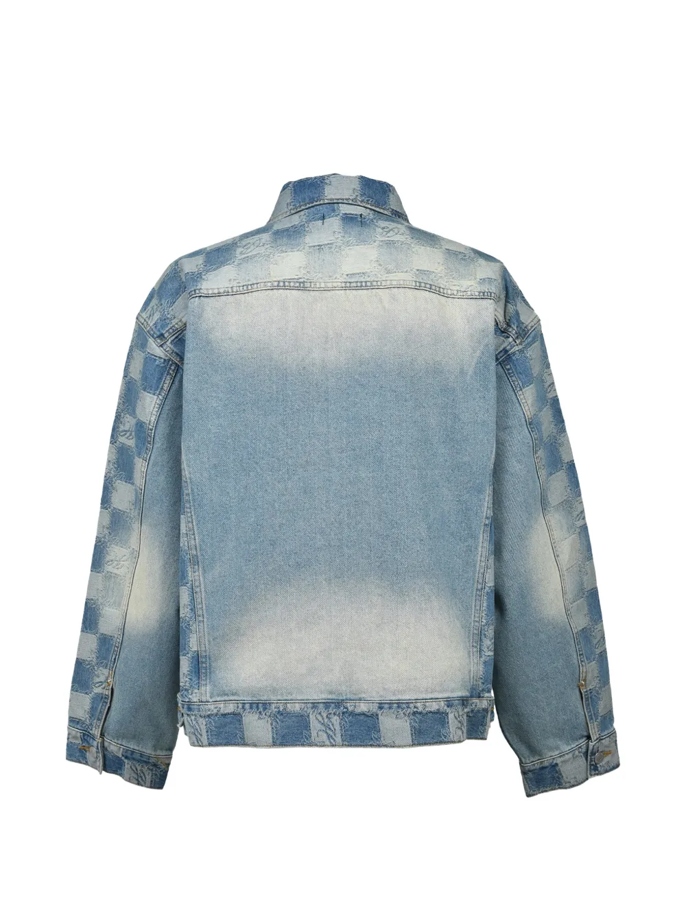 BREATH Geruit gerafeld denim jack Blauw