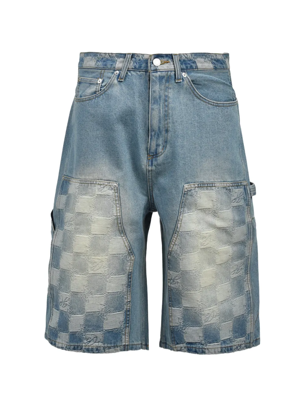 BREATH check-pattern distressed shorts - Blu