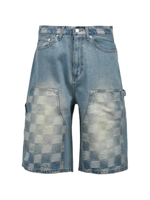 BREATH check-pattern distressed shorts