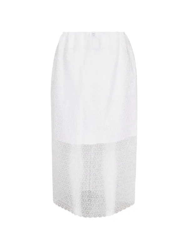 Cecilie Bahnsen Donna Flower-embroidered Skirt in White