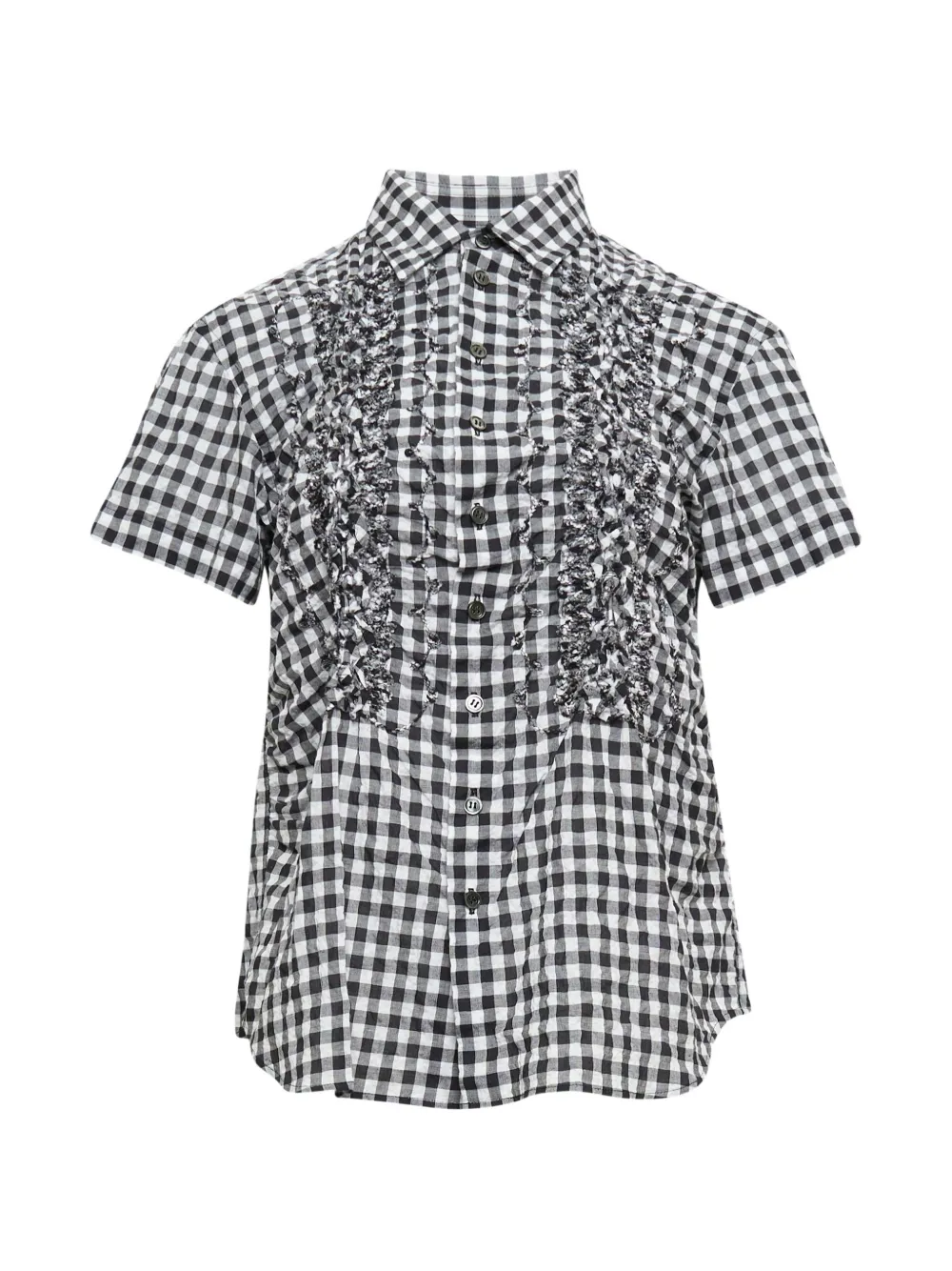 TAO gingham-check embroidered blouse - Nero