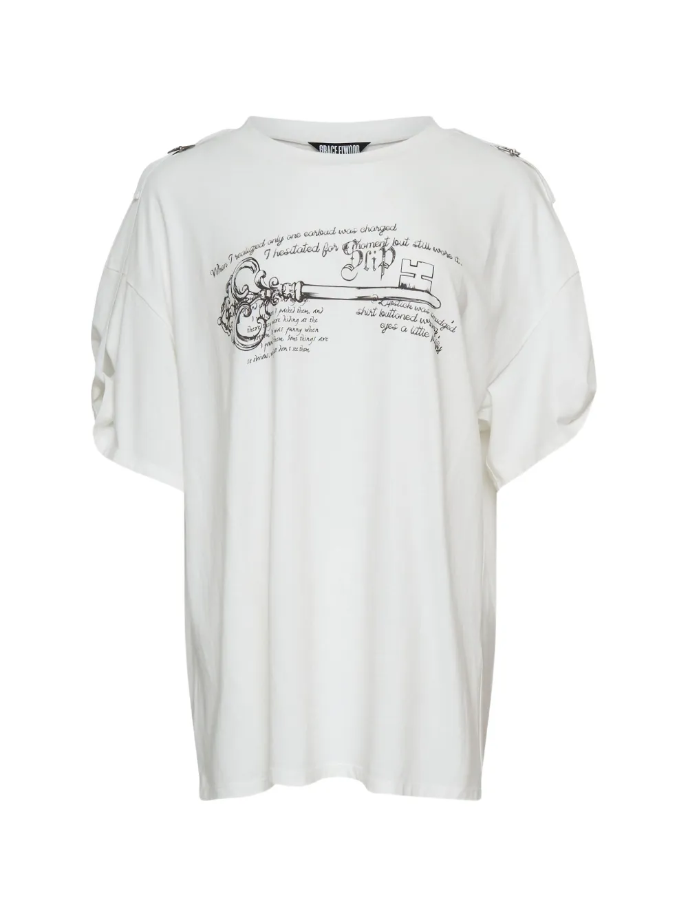 GRACE ELWOOD key-print turned-up T-shirt
