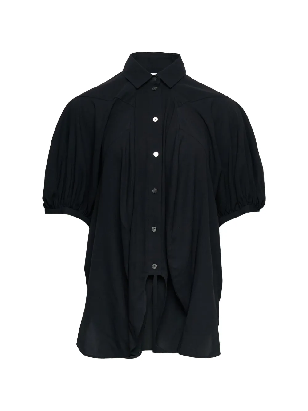 Enföld puff-sleeve pleated shirt - Nero