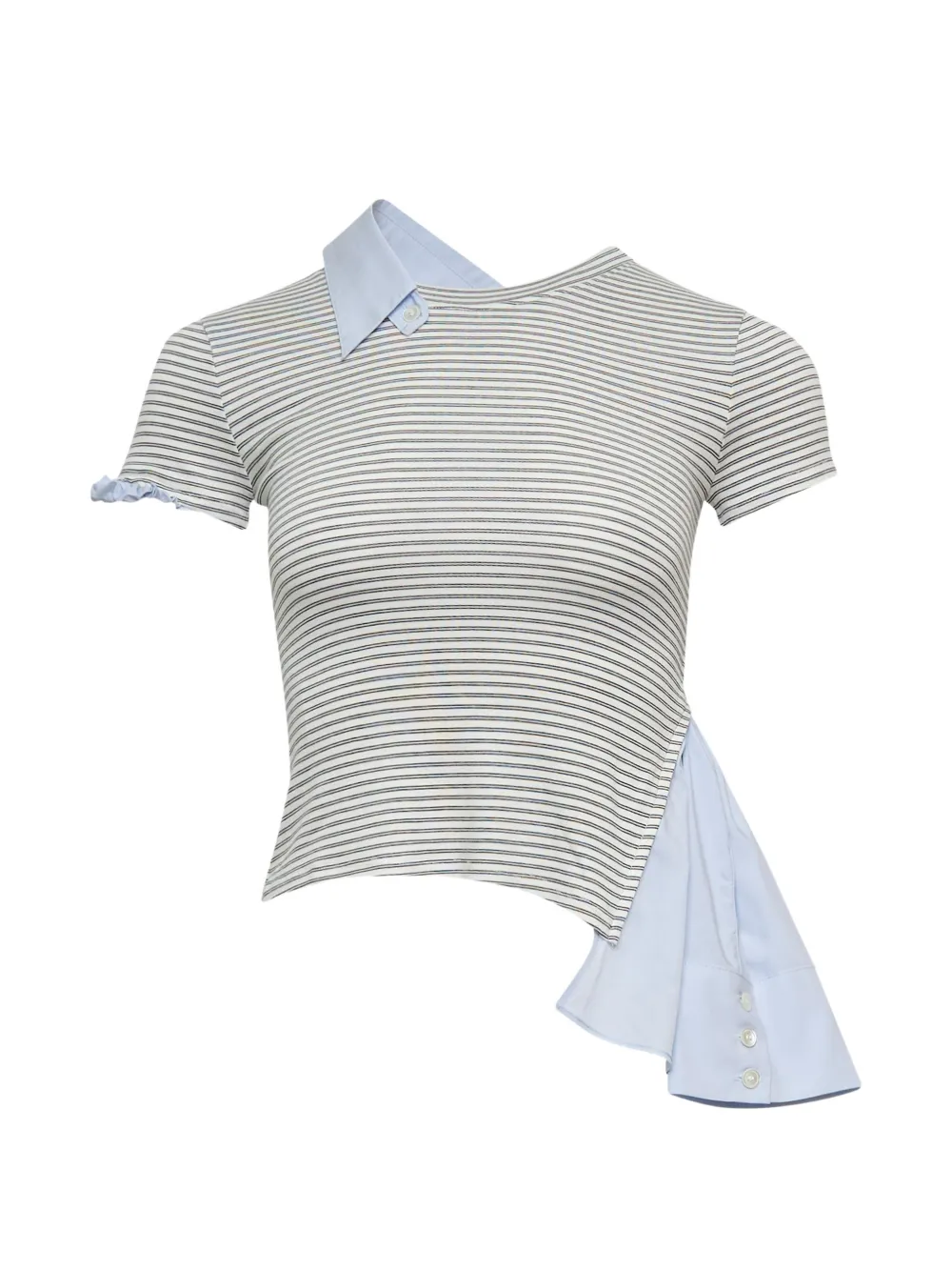 GRACE ELWOOD striped asymmetric-hem T-shirt - Bianco