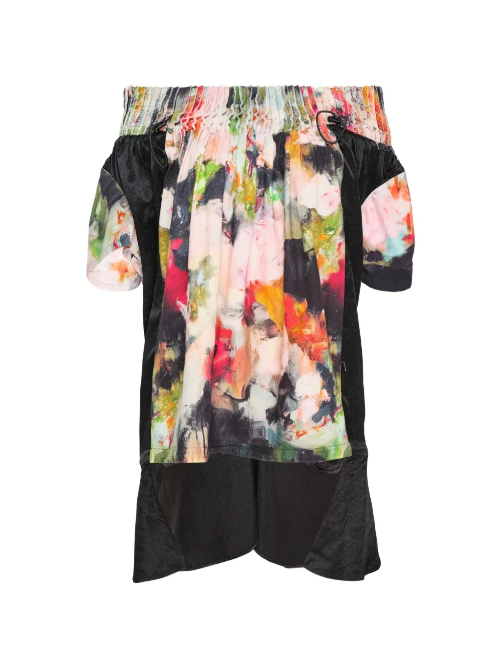 CAROLINE HU ruched printed top - Black