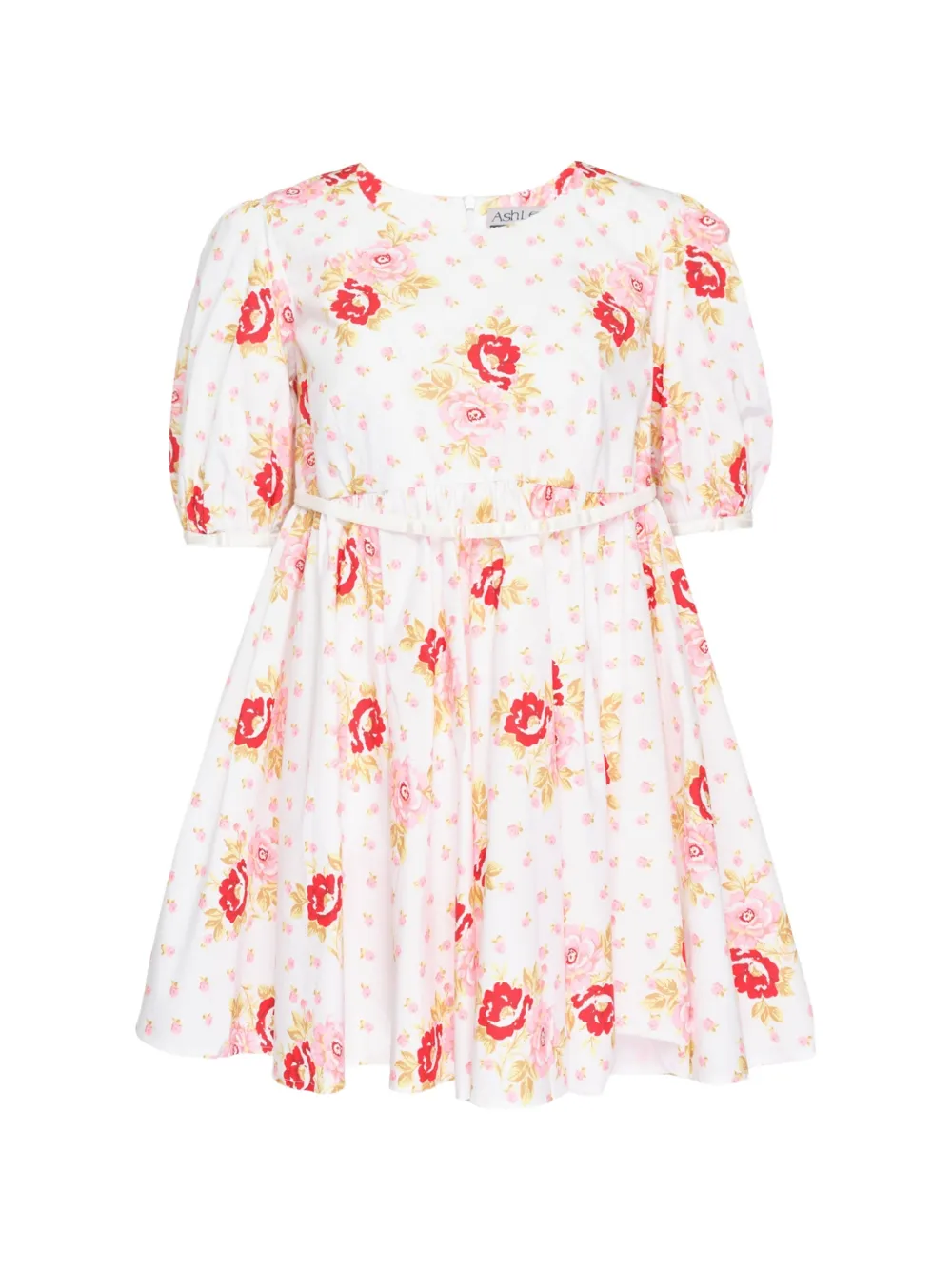 Ashley Williams floral-print puff-sleeve dress - Bianco
