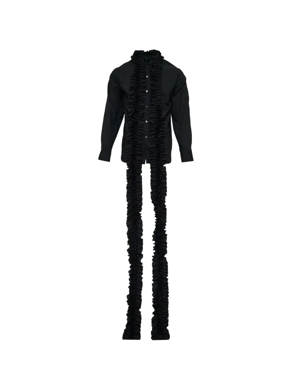 Comme des Garçons Homme Plus ruffled long-line shirt - Black