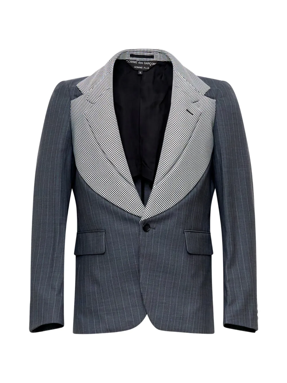 Comme des Garçons Homme Plus pinstripe houndstooth-panel blazer - Grey