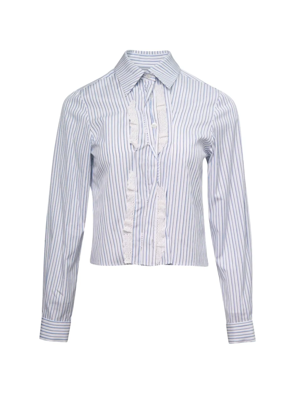 SHUSHU/TONG pin-tuck lace-trim blouse - Bianco