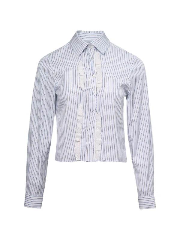 Shushu/Tong Pin-tuck Lace-trim Blouse in White
