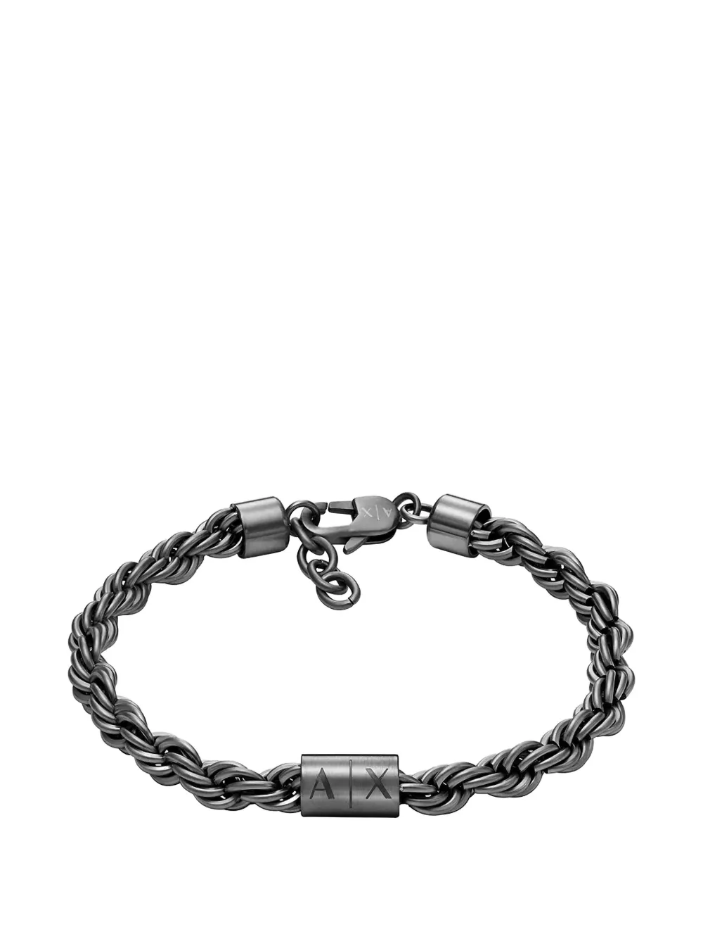 Armani Exchange rope-chain logo-plaque bracelet - Argento