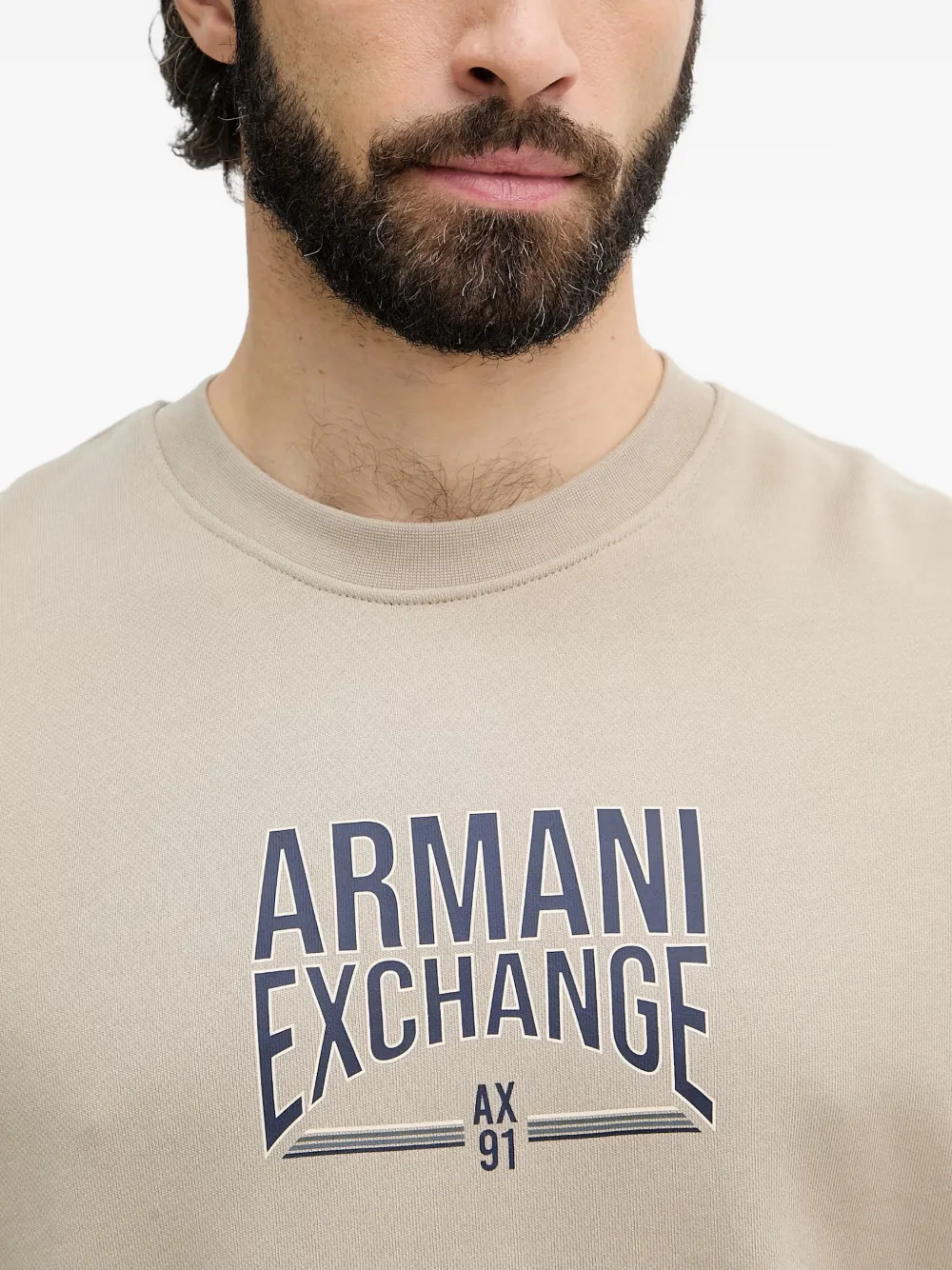 Armani Exchange Sweater met logoprint Beige