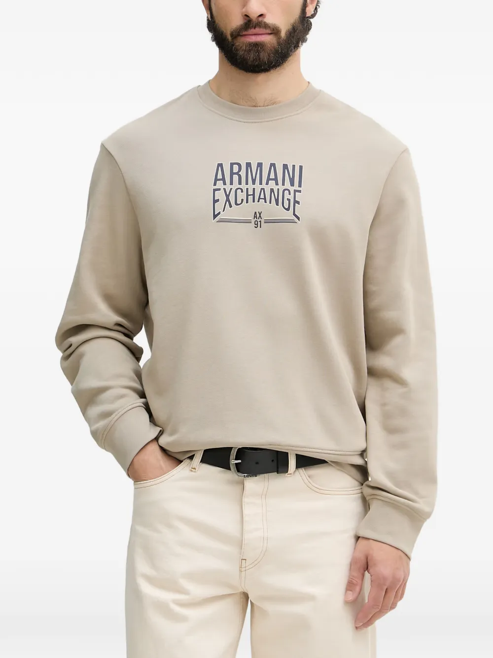 Armani Exchange logo-print crew-neck sweatshirt - Toni neutri