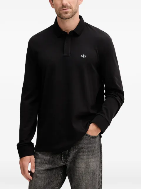 Armani Exchange playera tipo polo manga larga con logo bordado