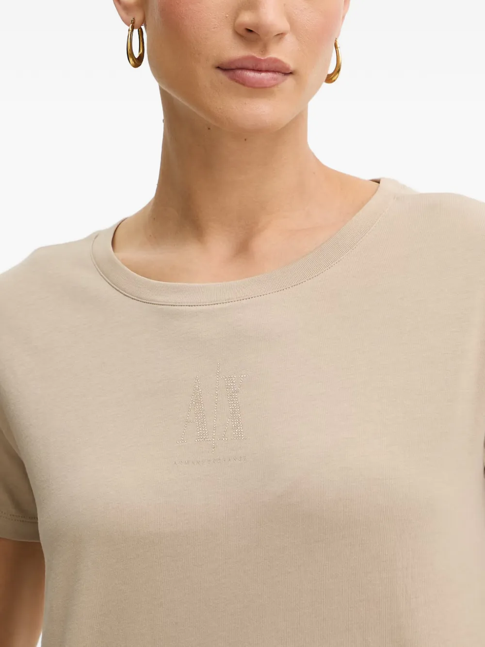 Armani Exchange T-shirt met ronde hals Beige