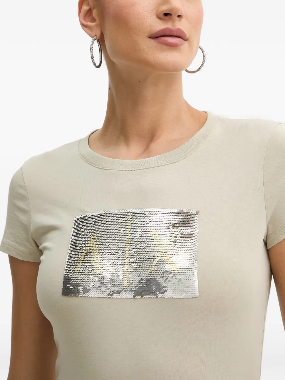 Armani Exchange T-shirt met pailletten Beige