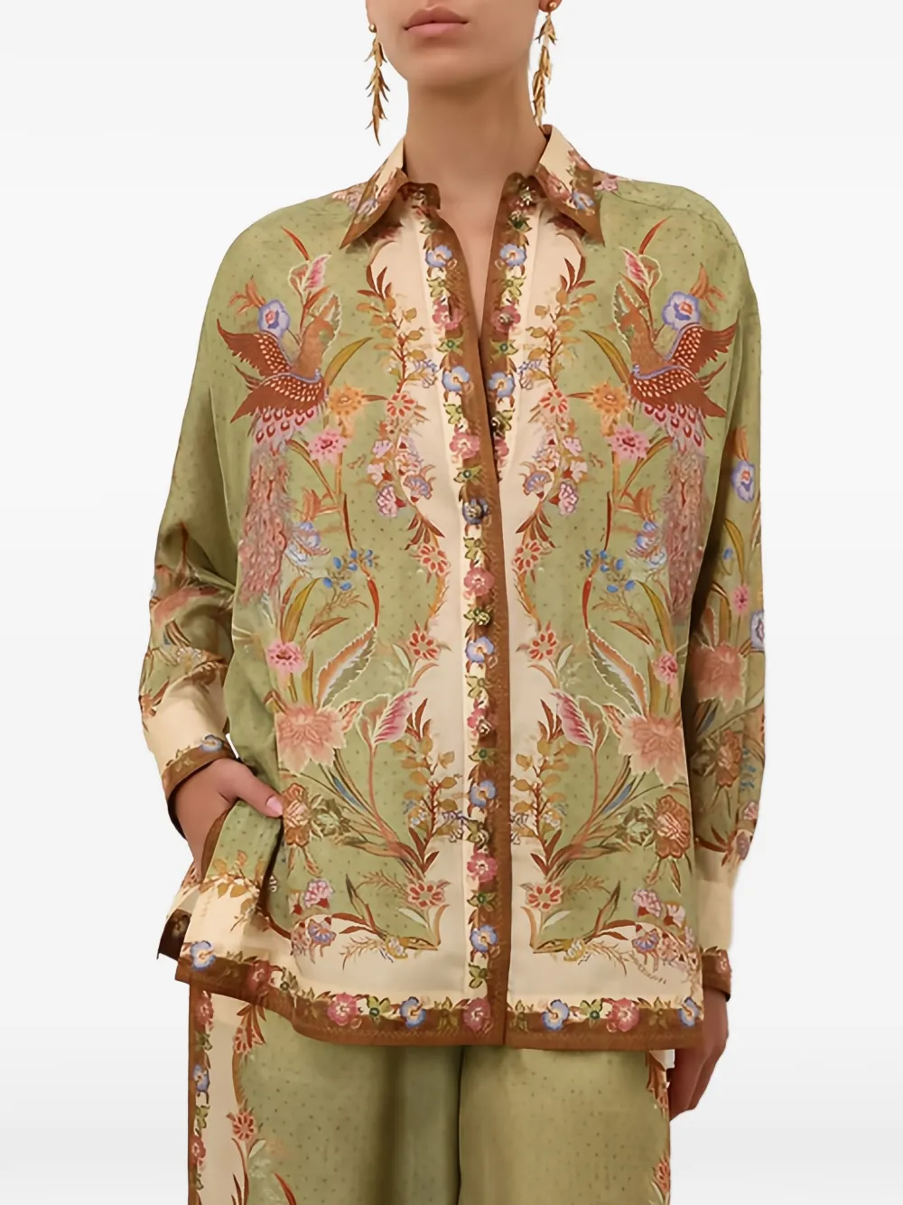 ZIMMERMANN Indra zijden blouse Groen