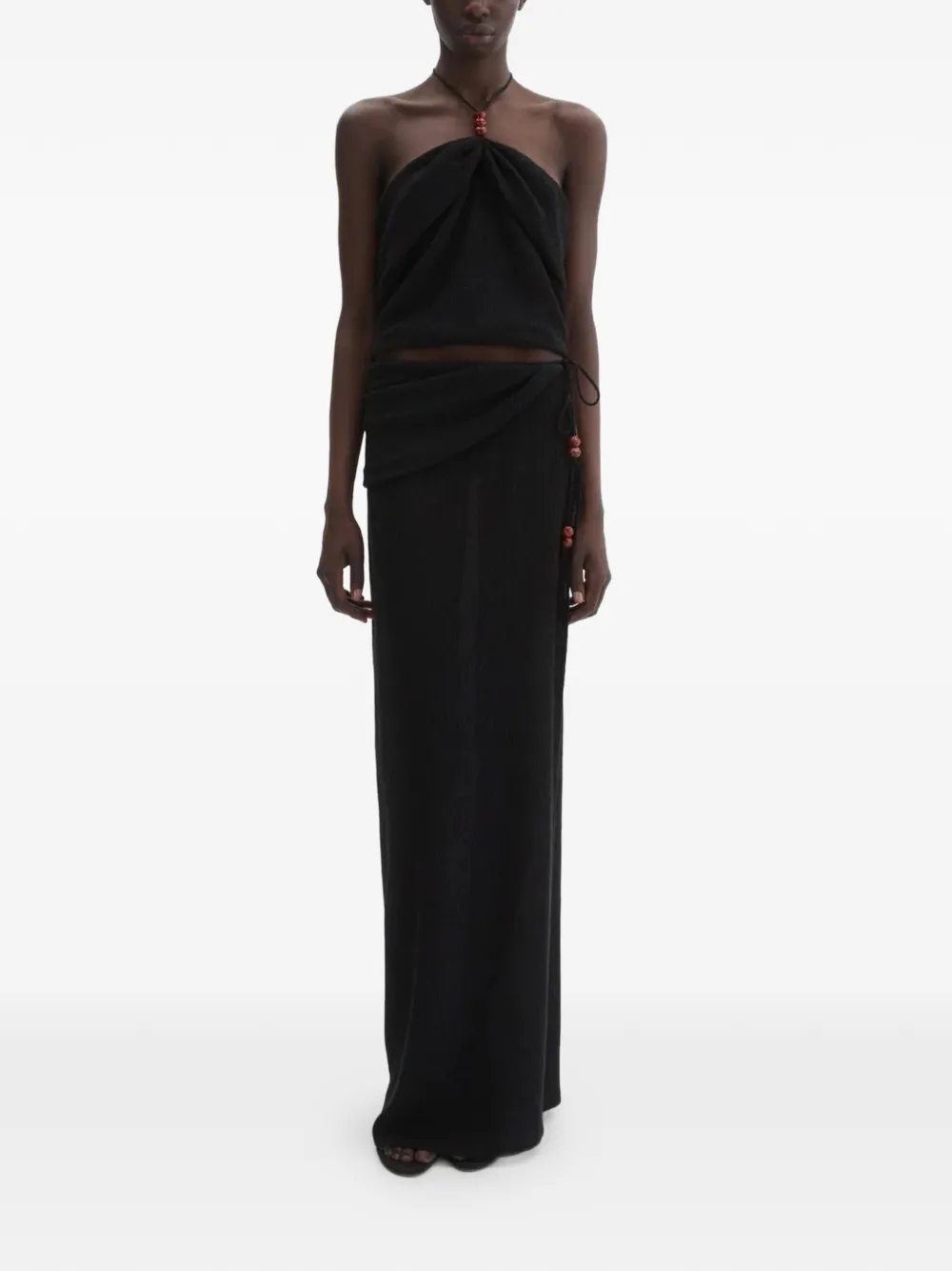 Magda Butrym Cropped haltertop met kralen Zwart