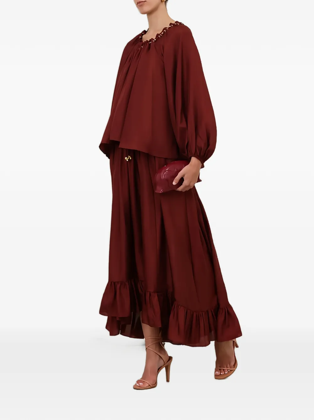 ZIMMERMANN Aster gesmockte blouse met kralen Rood