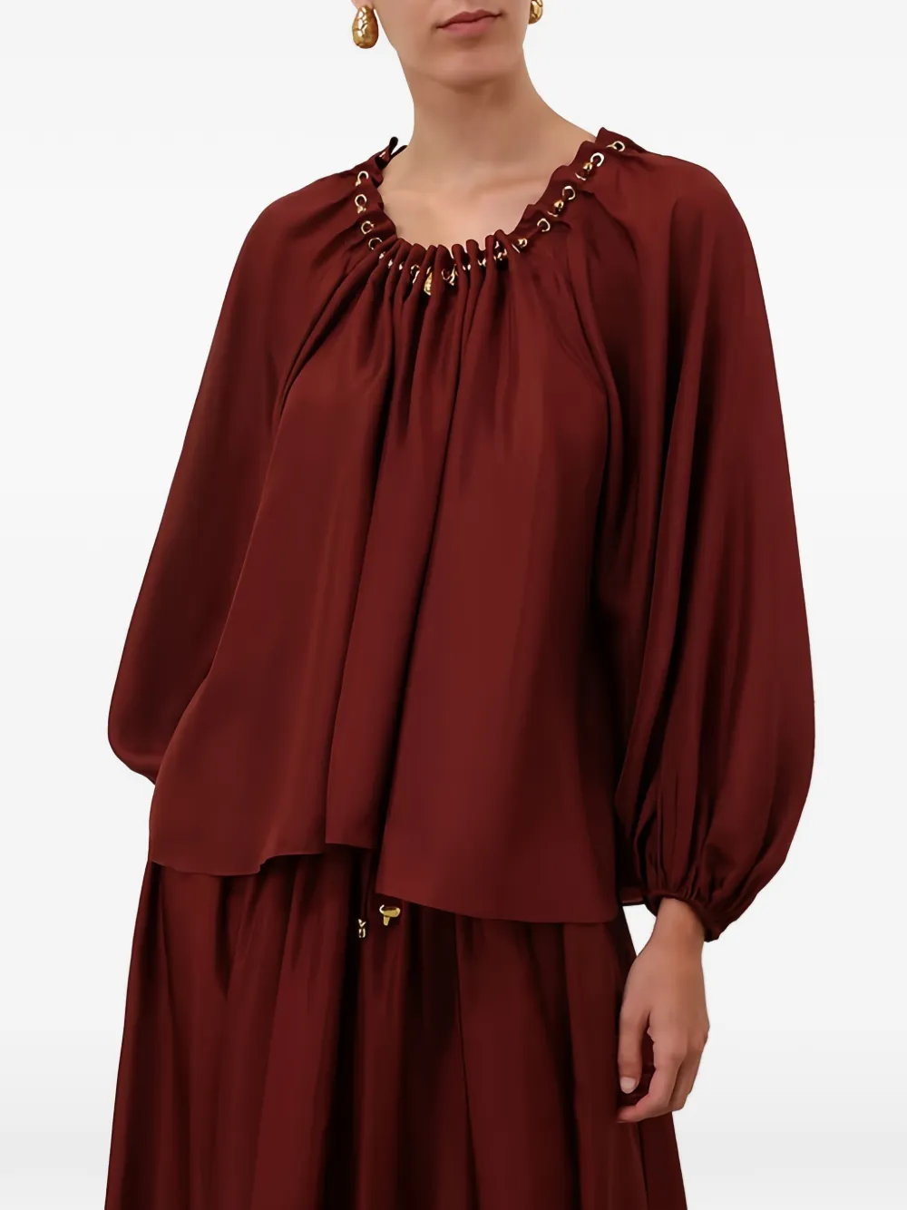 ZIMMERMANN Aster gesmockte blouse met kralen Rood