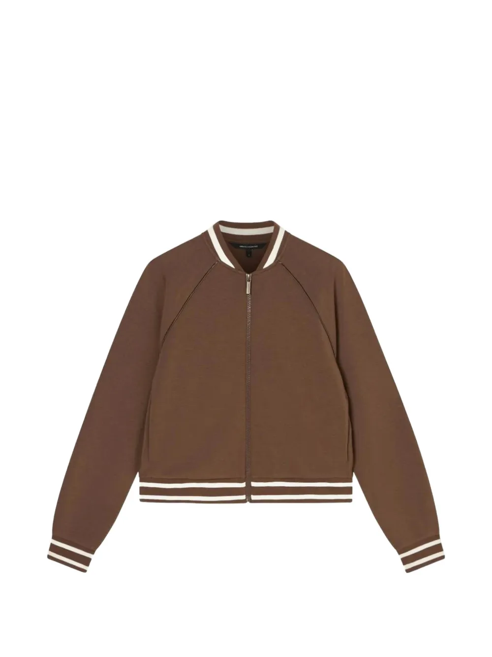 Armani Exchange Striped-trim Zip-up Sweatshirt In Brown