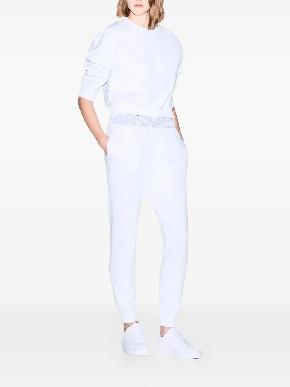 Armani Exchange Trainingsbroek met gestreepte tailleband Wit