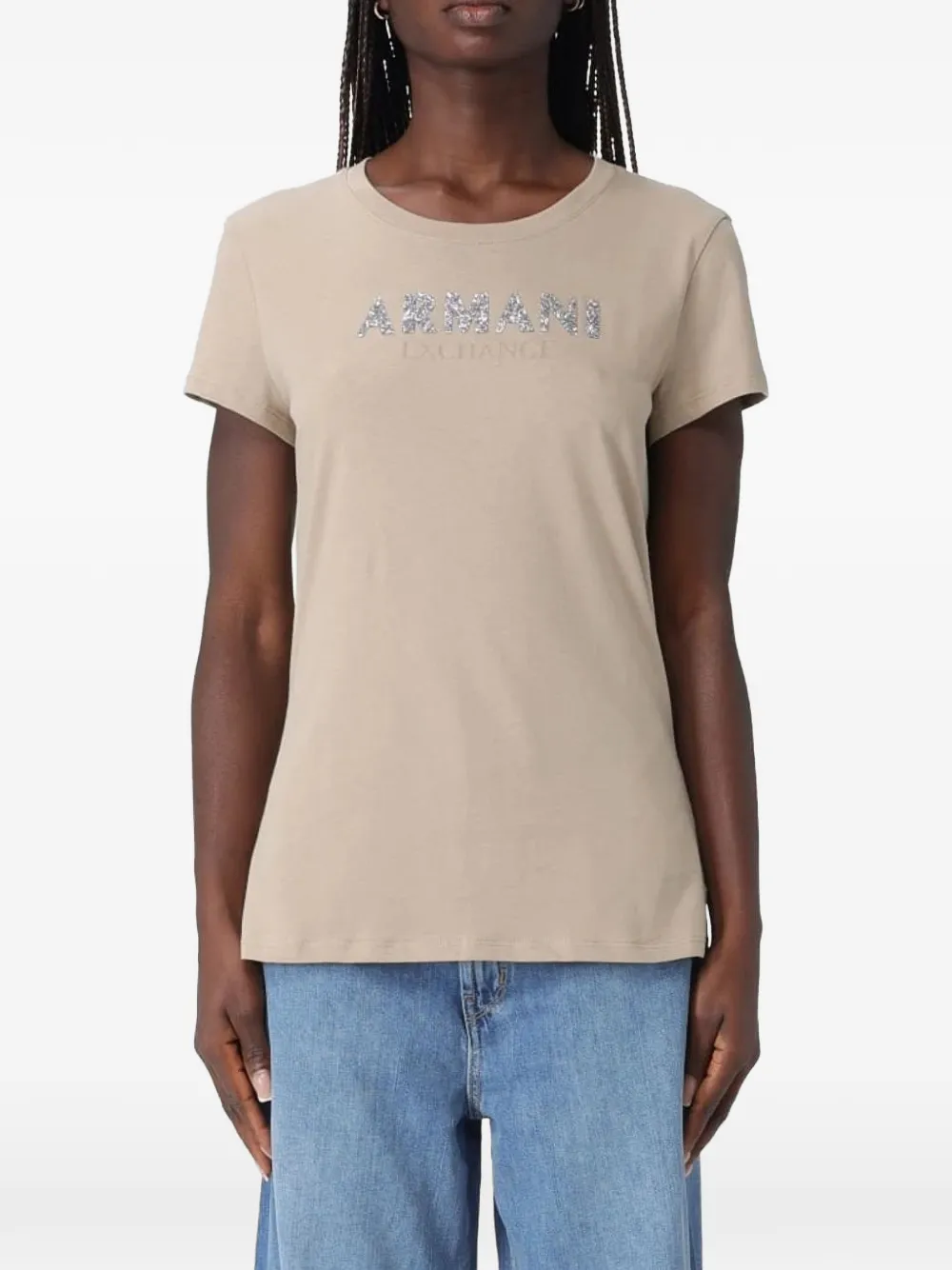 Armani Exchange Logo-print T-shirt In Neutral
