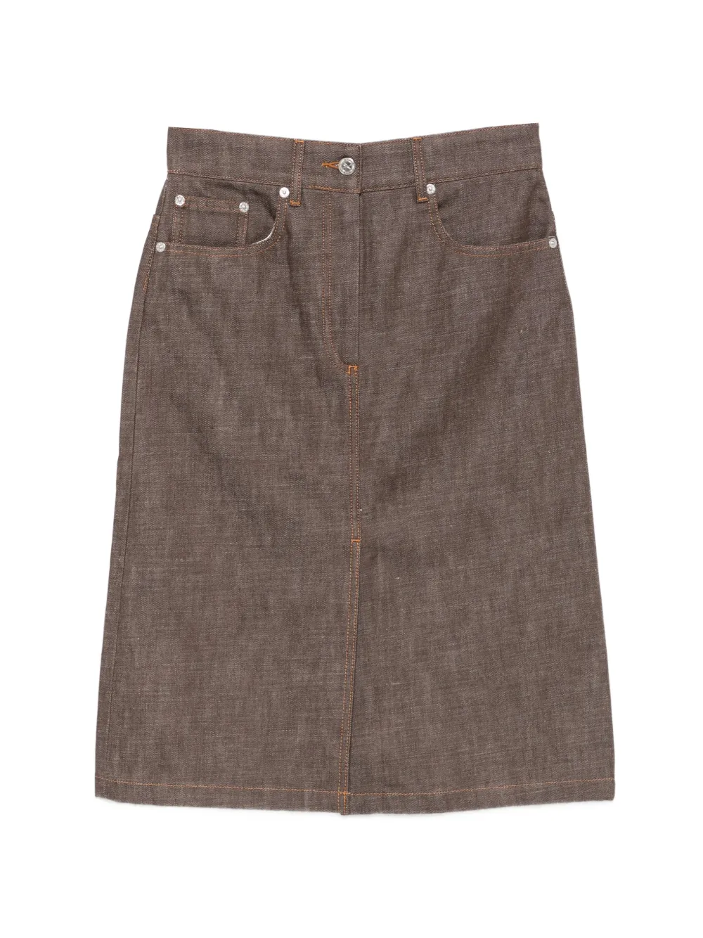 A.P.C. contrast-stitch five-pocket skirt - Marrone